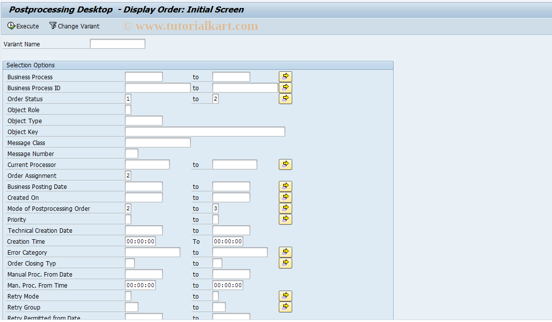 SAP TCode FN_PPO3 - Display Post-Processing Order