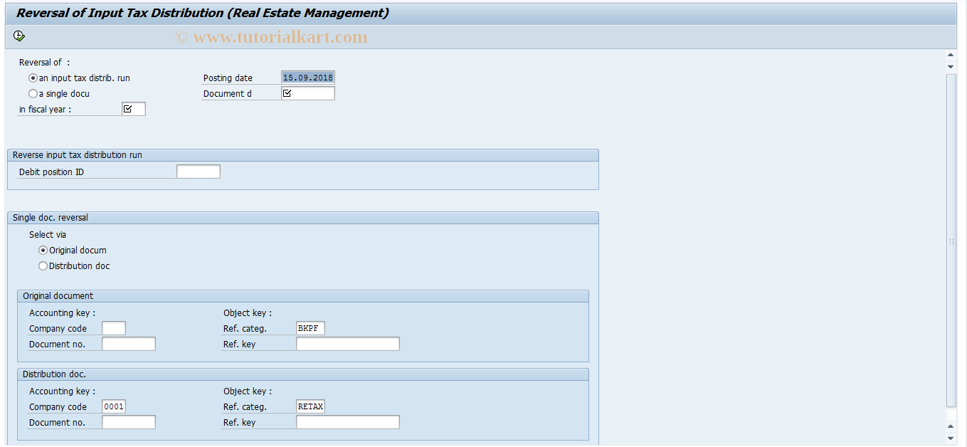 SAP TCode FO08 - Reversal input tax distribution