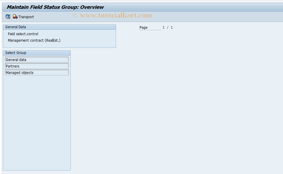 SAP TCode FO12 - Field status: Management contract