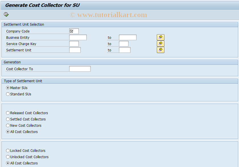 SAP TCode FO13U - Activate Settlement Unit