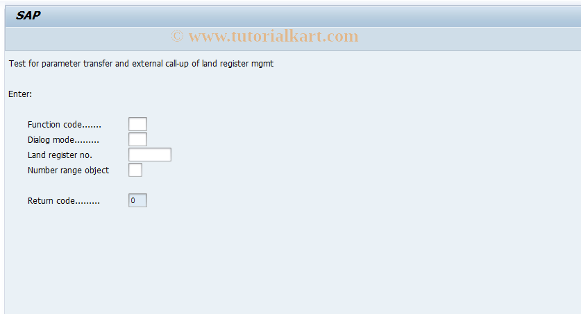 SAP TCode FO19 - Land register: Parameter trnsfr test