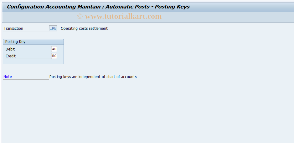 SAP TCode FO3K - Maintain automatic postings accounts