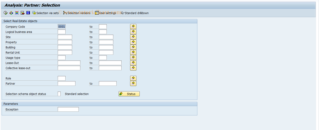 SAP TCode FO4P - Partner analysis-new selection