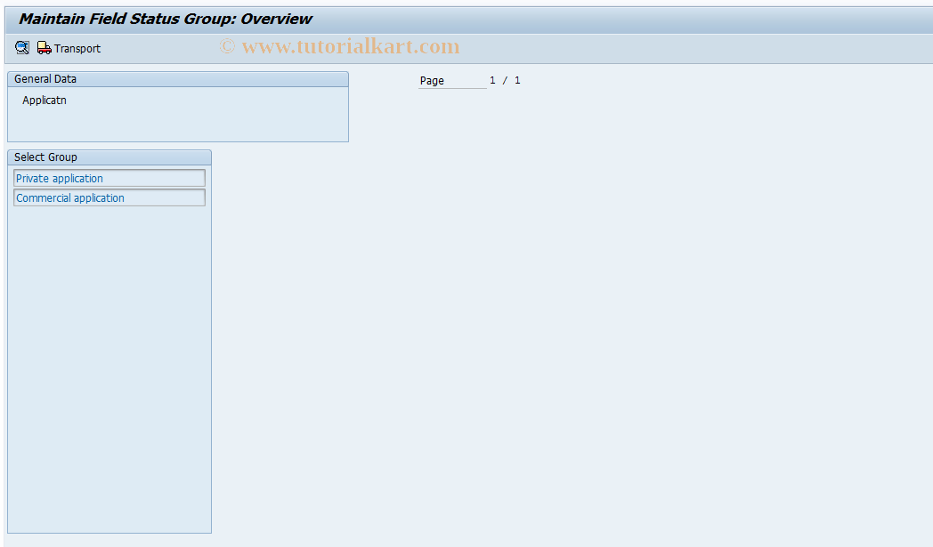 SAP TCode FO6B - Display real est. applic.fld select.