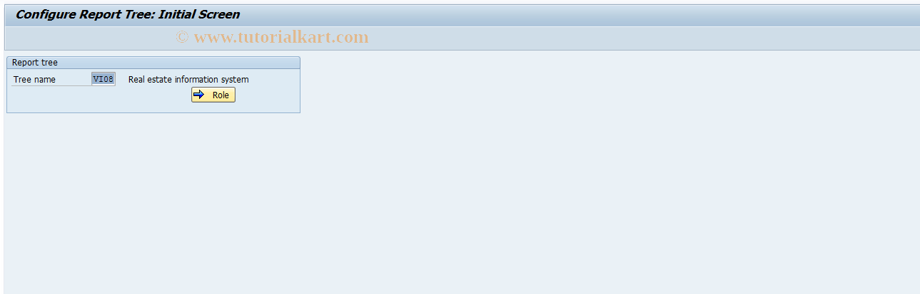 SAP TCode FO6J - Maintain Real Estate Report Tree
