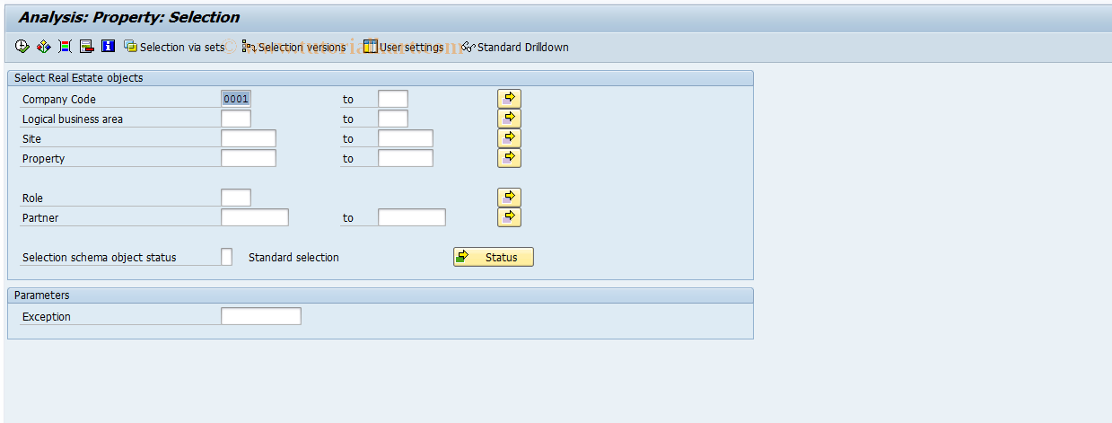 SAP TCode FO7P - Property Standard Analysis