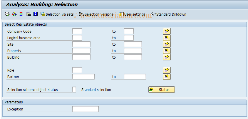 SAP TCode FO7Q - Buildings Standard Analysis