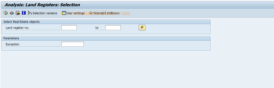 SAP TCode FO7V - Standard analysis land register