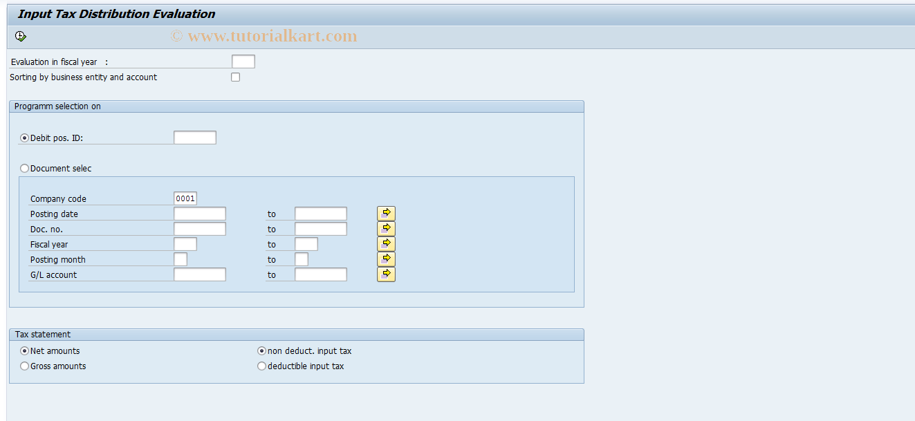 SAP TCode FO8D - Report:  Display inp.tax distributions