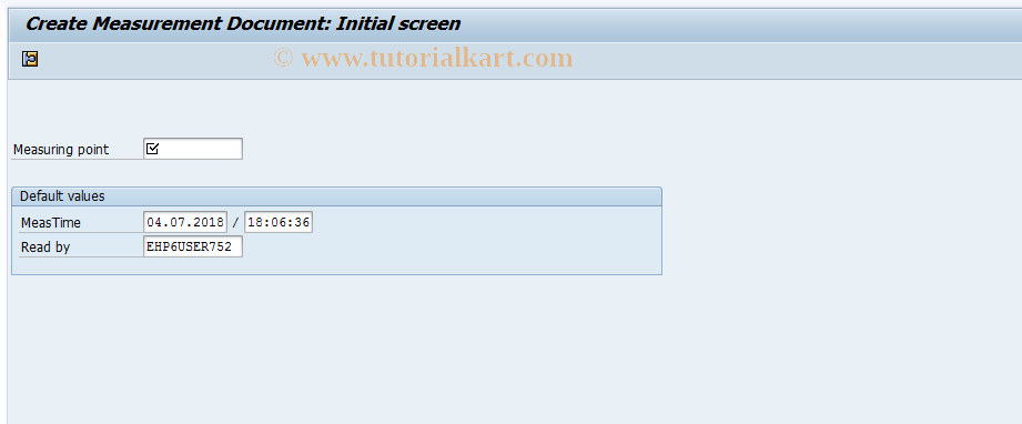 SAP TCode FO8S - Create measurement doc.