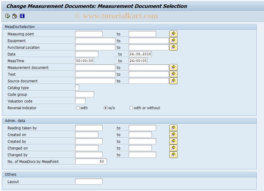 SAP TCode FO8W - Change Measurement Documents