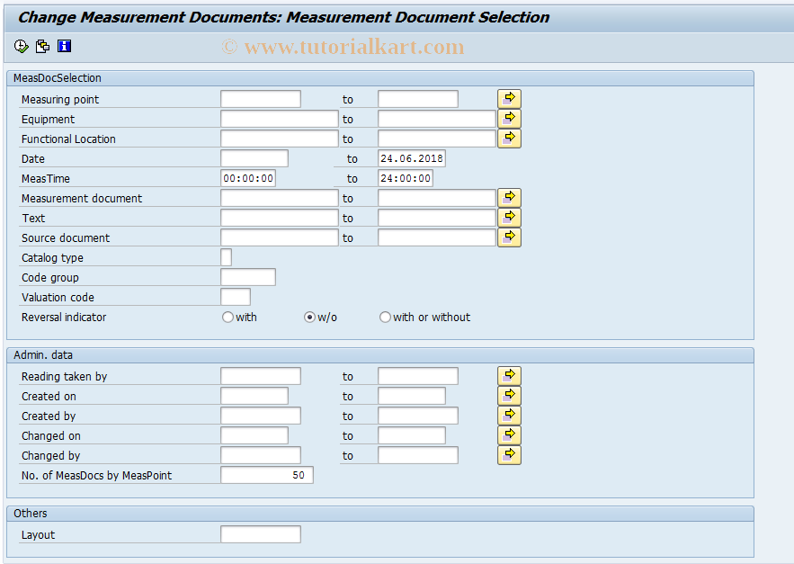 SAP TCode FO8Z - Change Measurement Documents
