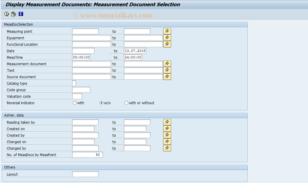 SAP TCode FO9A - Display Measurement Documents
