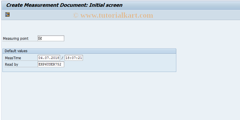 SAP TCode FO9B - Create measurement doc.