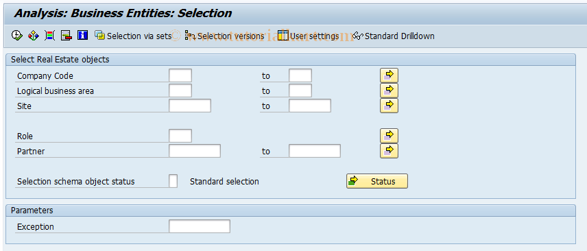 SAP TCode FO9Y - Business Entities Standard Analysis