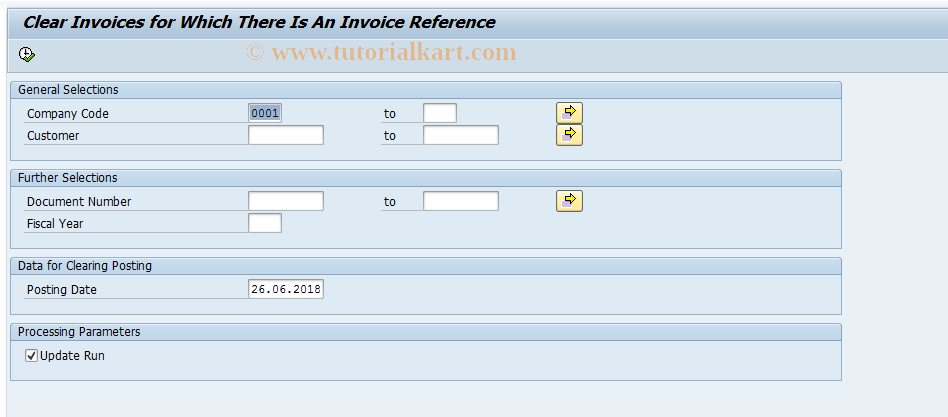 SAP TCode FOAPPROC02 - Clear Invoices
