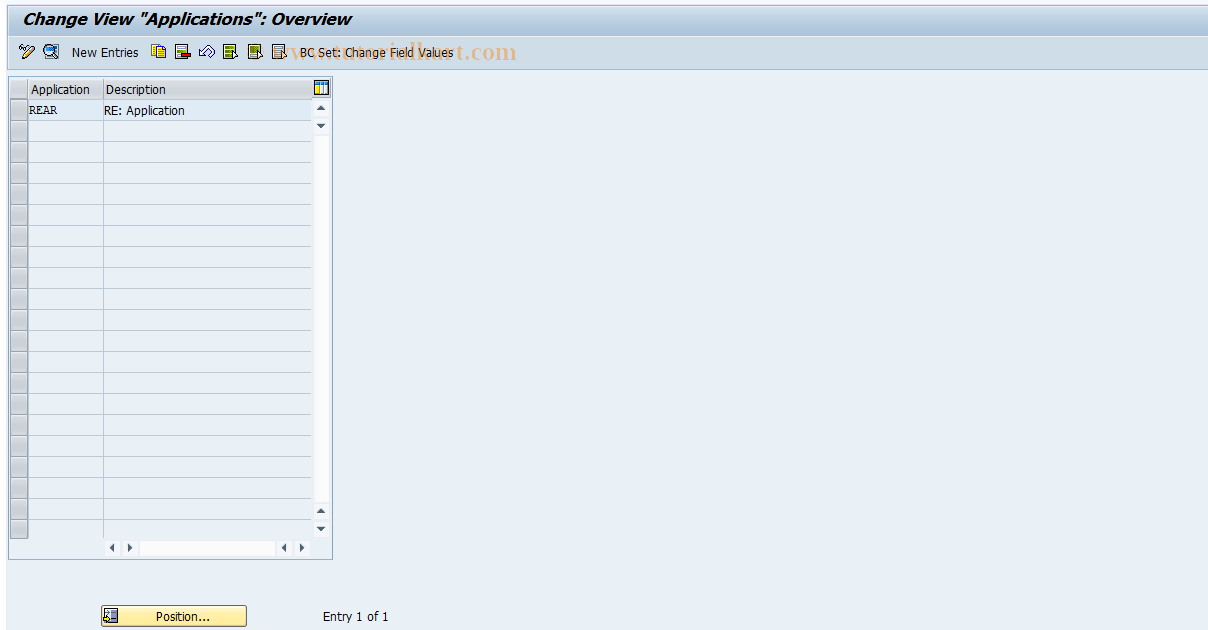 SAP TCode FOAR01 - REAR: Applications