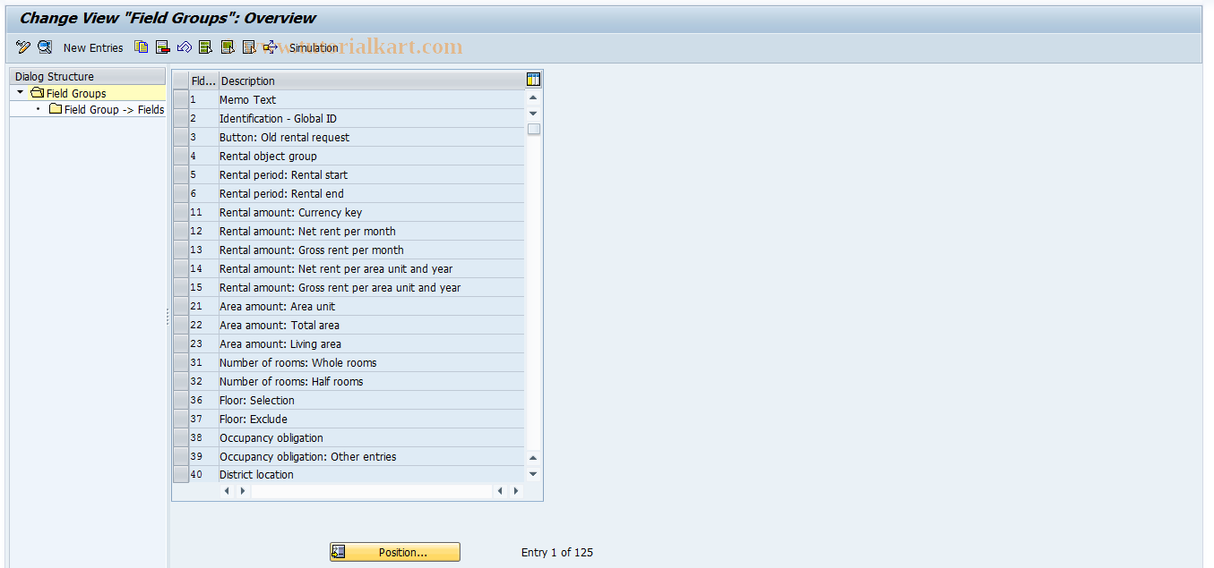 SAP TCode FOAR02 - REAR: Field Groups