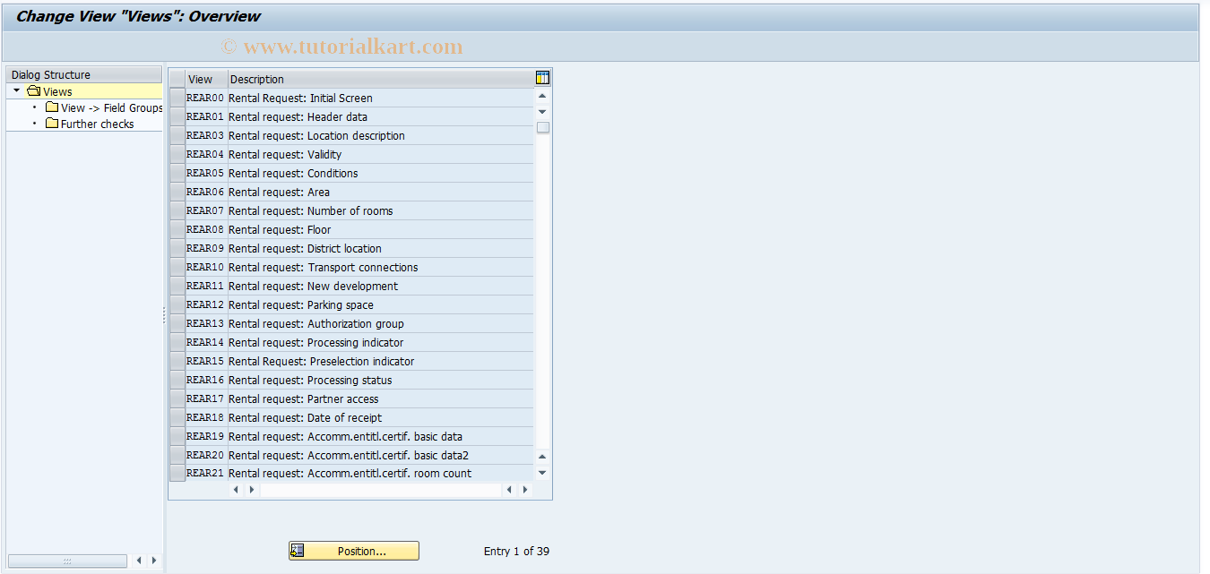 SAP TCode FOAR03 - REAR: Views