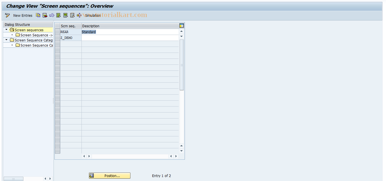 SAP TCode FOAR06 - REAR: Screen Sequences