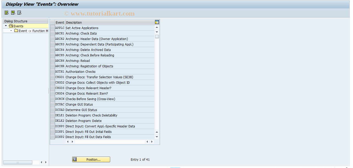 SAP TCode FOAR07 - REAR: Events