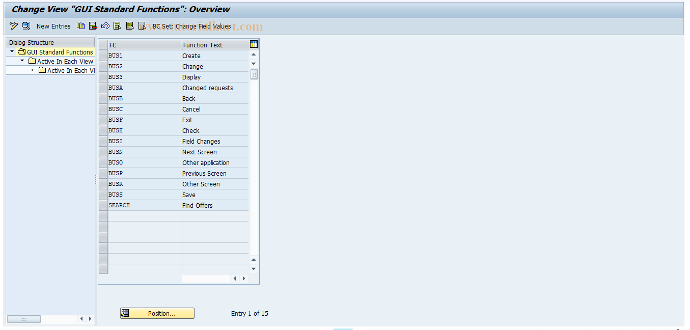 SAP TCode FOAR08 - REAR: GUI Standard Functions