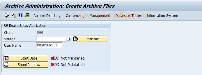 SAP TCode FOAR10 - Application archiving