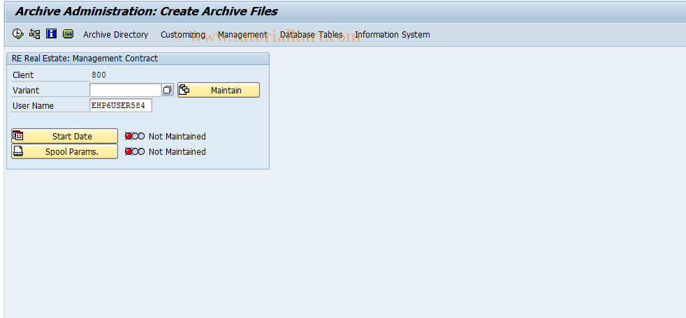 SAP TCode FOAR100 - Management contract archiving