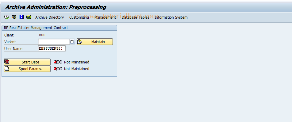 SAP TCode FOAR103 - Mngt contract archiving prep.prog.