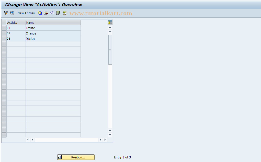 SAP TCode FOAR13 - REAR: Activities