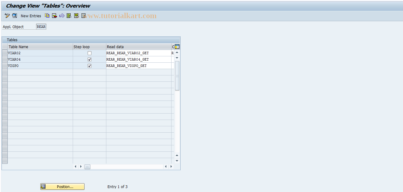 SAP TCode FOAR16 - REAR: Tables