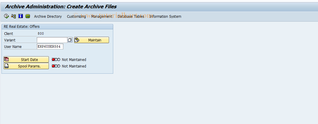 SAP TCode FOAR20 - Offer archiving