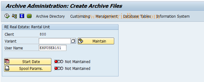 SAP TCode FOAR50 - Archiving rental units