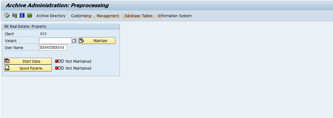 SAP TCode FOAR73 - Property archiving prep.program