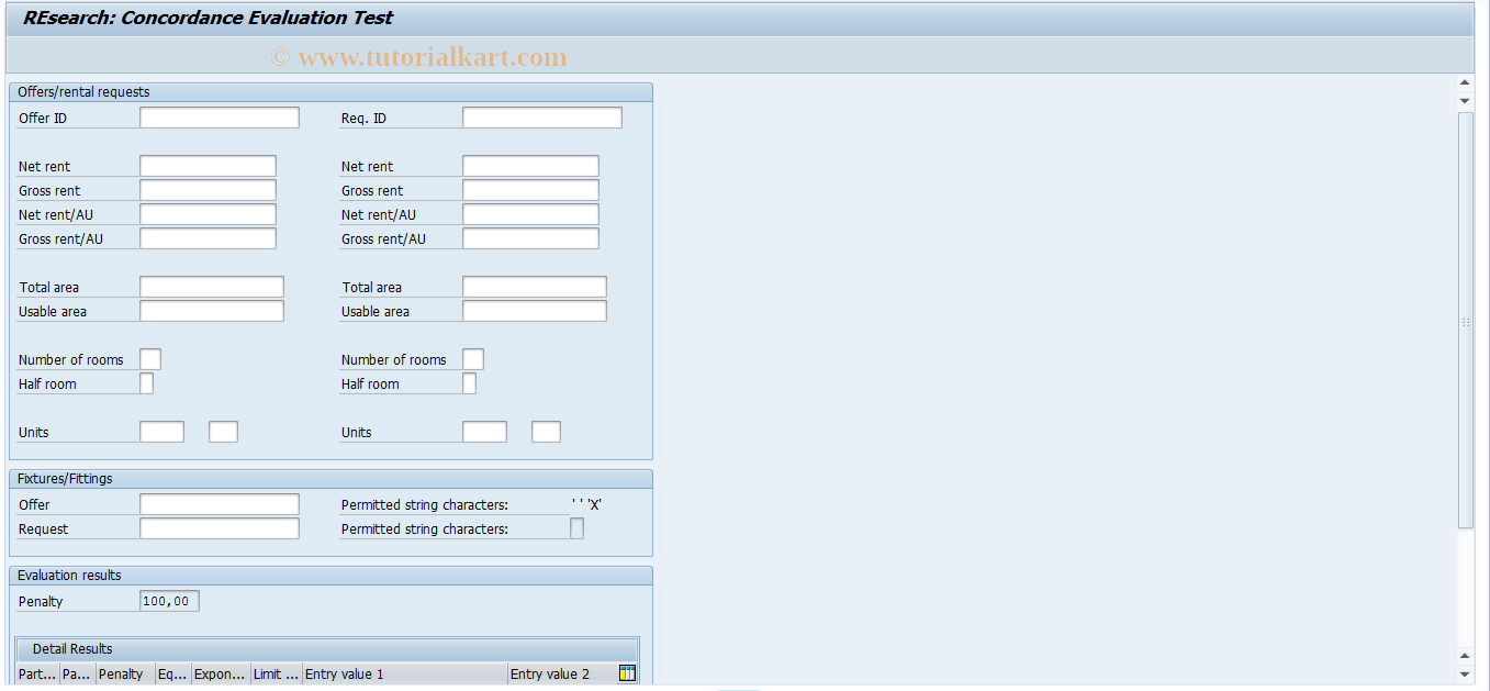 SAP TCode FOART1 - REsearch: Concordance Eval. Test