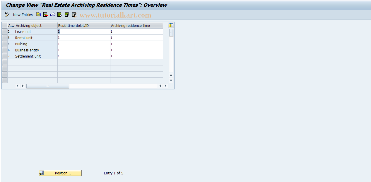 SAP TCode FOBA - RE archive residence times