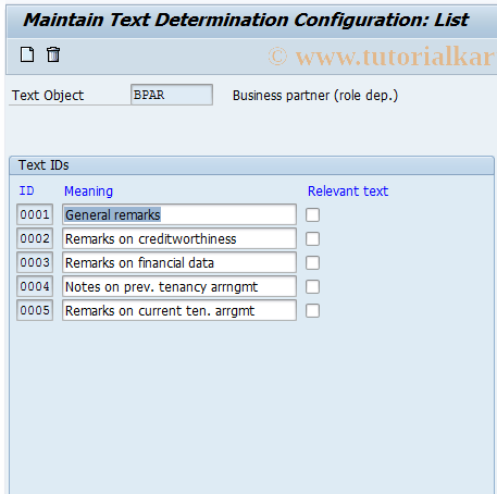 SAP TCode FOBC72 - Business partner: Notes (role)