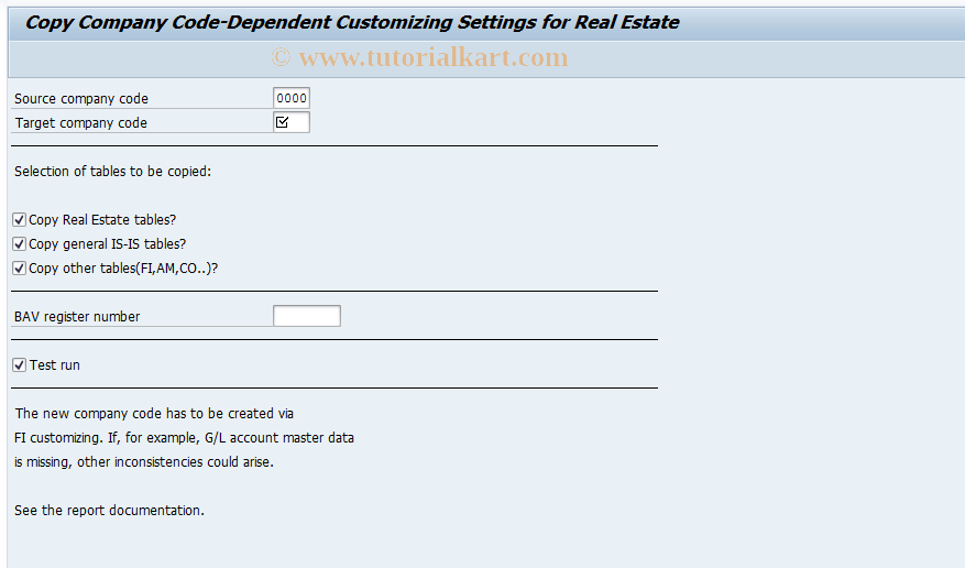 SAP TCode FOBK - Copy real estate company codes