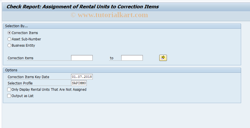 SAP TCode FOCORRITEM - Correction Items Report