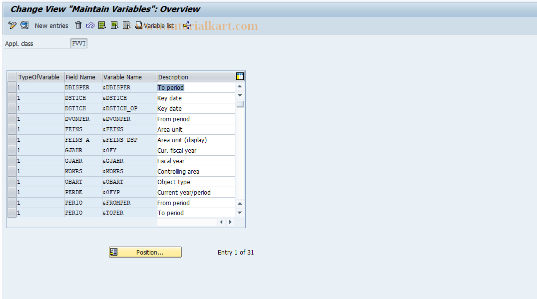 SAP TCode FOED - Maintain global variable