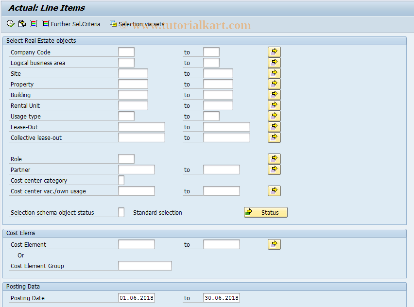 SAP TCode FOEP0001 - Actual: Line Items