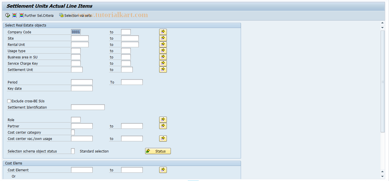 SAP TCode FOEPA001 - Settlement unit actual line items