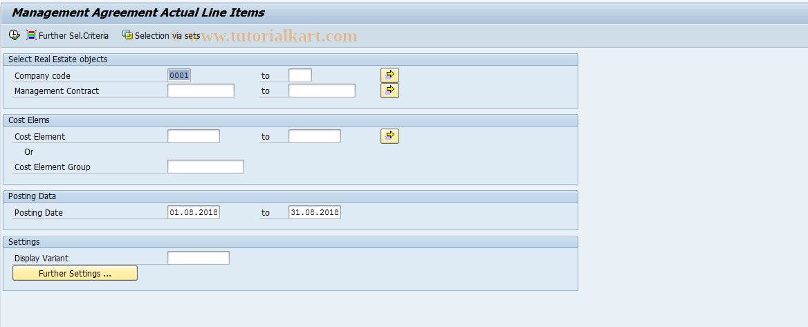 SAP TCode FOEPV001 - Management contr. actual line items