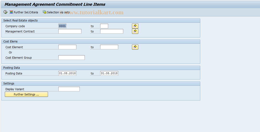 SAP TCode FOEPV002 - Management  contract commitment line items