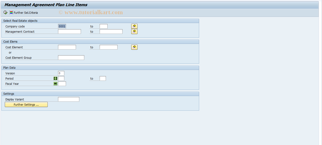 SAP TCode FOEPV003 - Management  contract plan line items