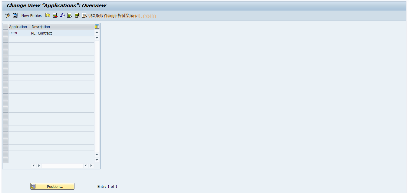 SAP TCode FOI1 - RECN-BDT: Applications
