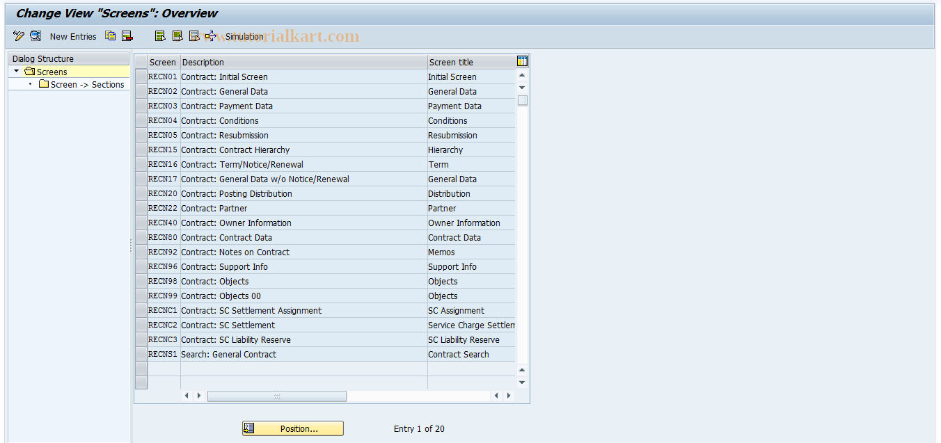 SAP TCode FOI5 - RECN-BDT: Screens