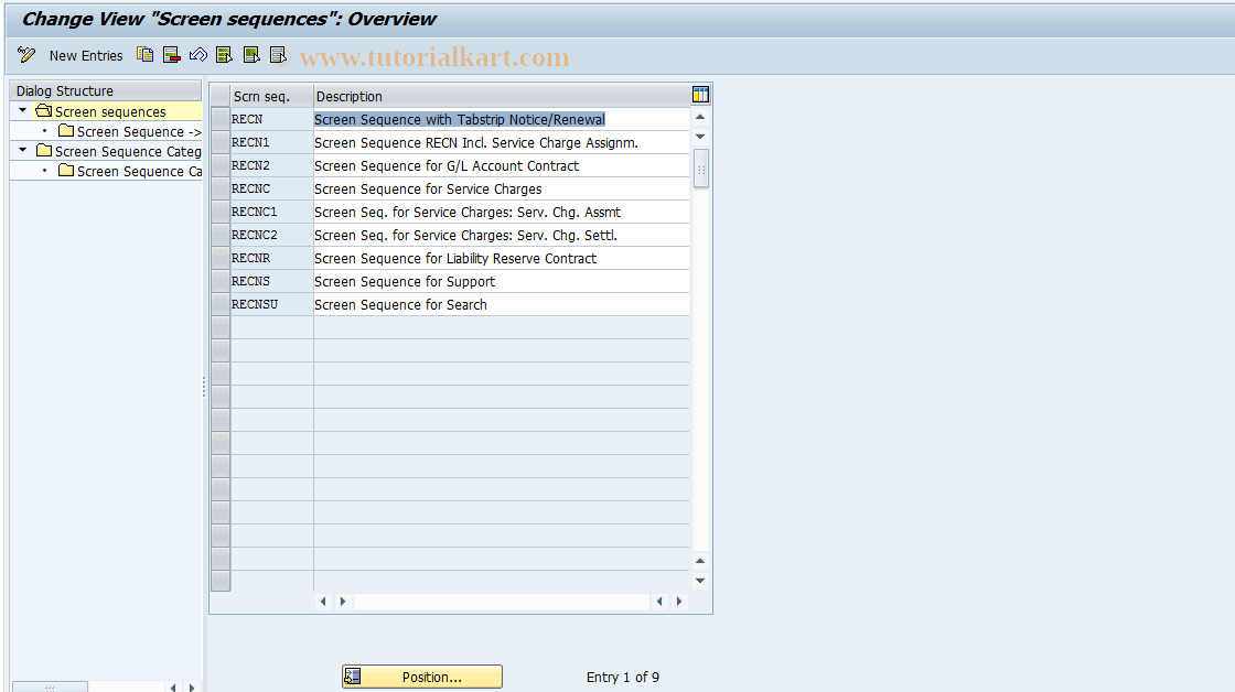 SAP TCode FOI6 - RECN-BDT: Screen Sequences