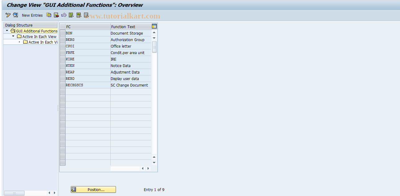 SAP TCode FOI9 - RECN-BDT: GUI Additional Functions