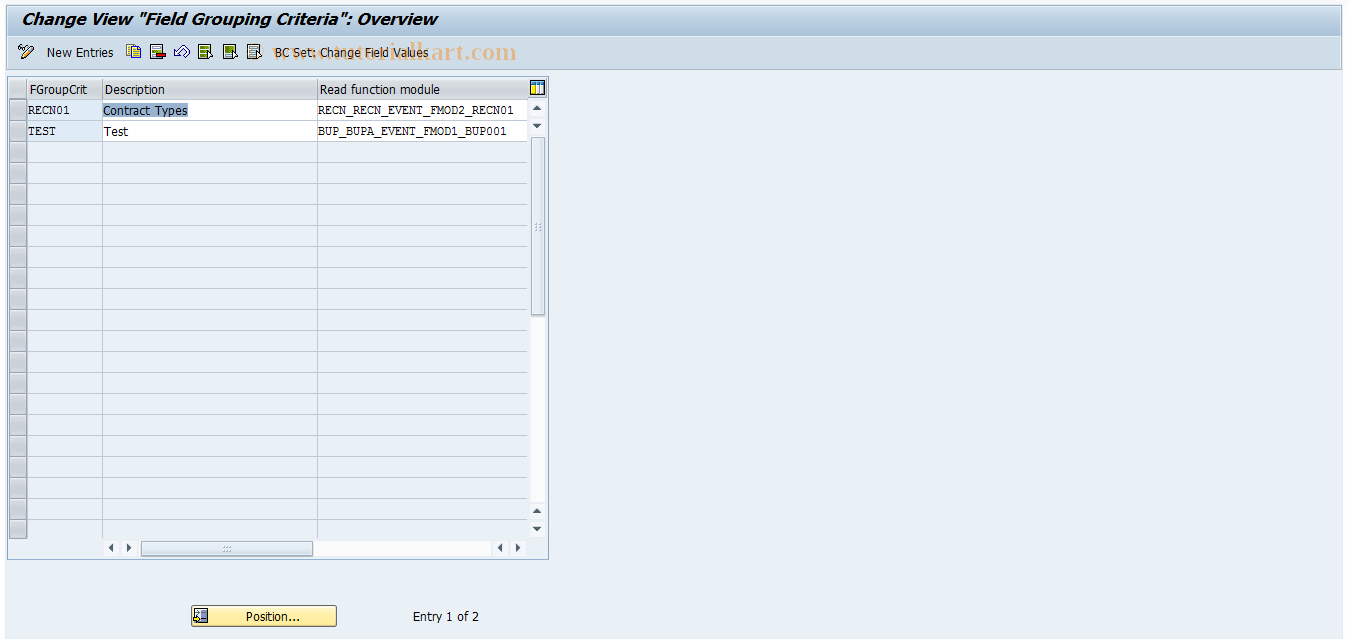 SAP TCode FOIE - RECN-BDT: Field Modification  Criteria